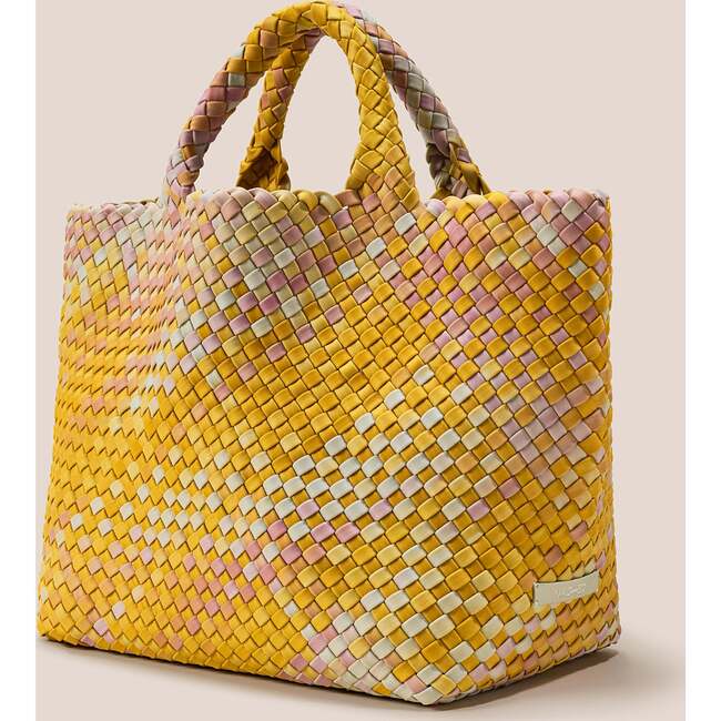 Women's St. Barths Watercolor Medium Classic Hand-Woven Tote Bag, Saffron - Bags - 4