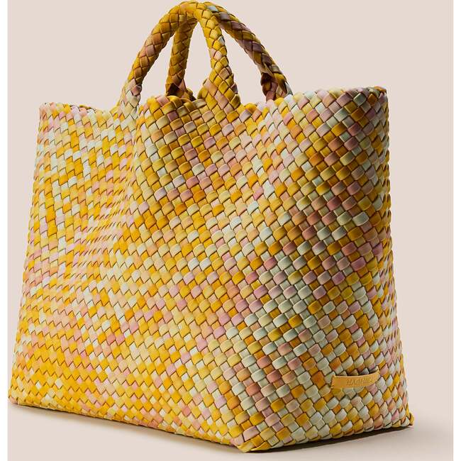 Women's St. Barths Watercolor Large Classic Hand-Woven Tote Bag, Saffron - Bags - 4