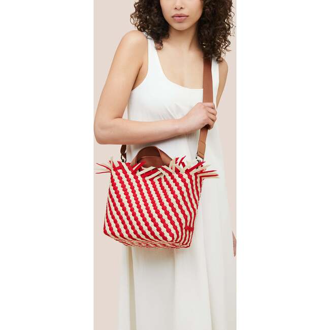 Women's Havana Striped Small Hand-Woven Tote Bag, Amalfi - Bags - 5