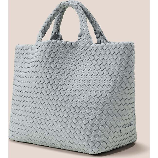 Women's St. Barths Solid Medium Classic Hand-Woven Tote Bag, Glacier - Bags - 4