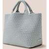 Women's St. Barths Solid Medium Classic Hand-Woven Tote Bag, Glacier - Bags - 4