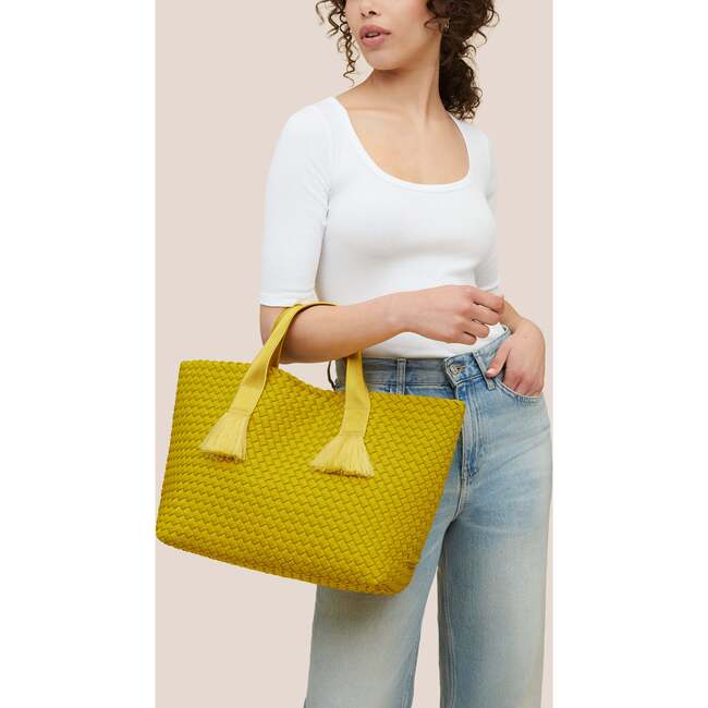 Women's Tulum Solid Medium Hand-Woven Tote Bag, Ochre - Bags - 5