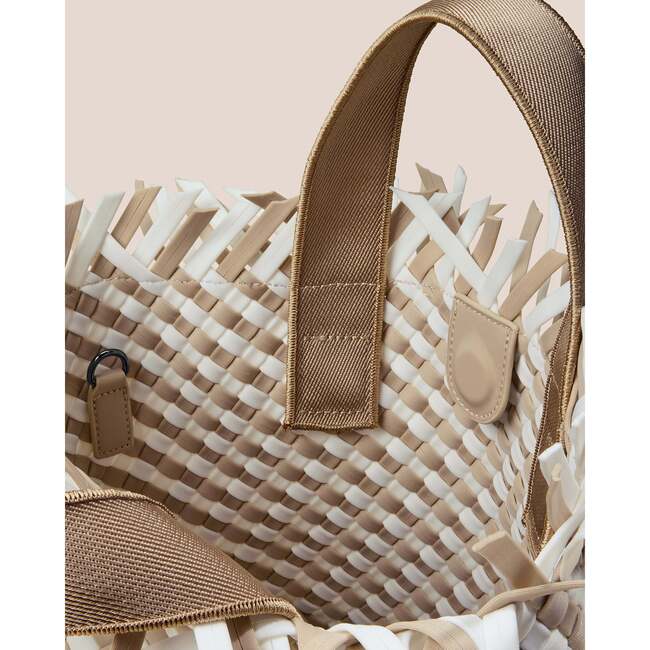 Women's Havana Striped Petit Hand-Woven Tote Bag, Almaza - Bags - 2