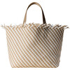 Women's Havana Striped Large Hand-Woven Tote Bag, Almaza - Bags - 1 - thumbnail