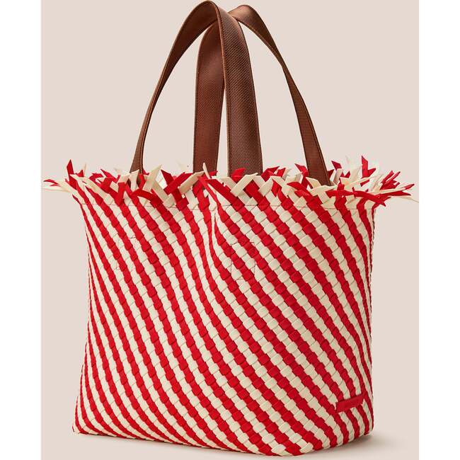 Women's Havana Striped Medium Hand-Woven Tote Bag, Amalfi - Bags - 4