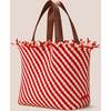 Women's Havana Striped Medium Hand-Woven Tote Bag, Amalfi - Bags - 4