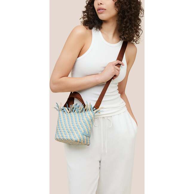 Women's Havana Striped Petit Hand-Woven Tote Bag, Sky - Bags - 5