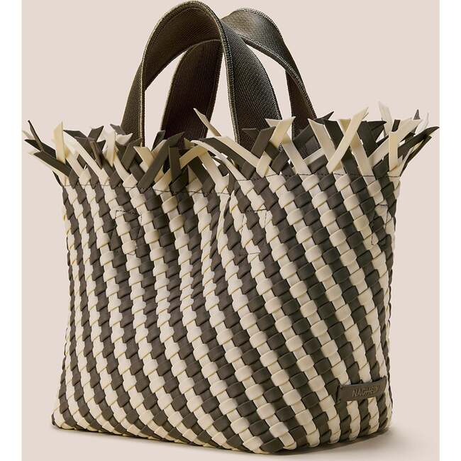 Women's Havana Striped Small Hand-Woven Tote Bag, Carrara - Bags - 4