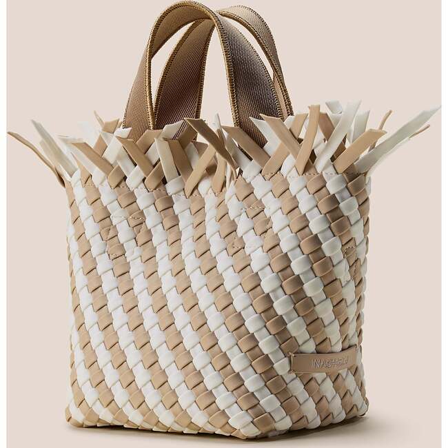 Women's Havana Striped Petit Hand-Woven Tote Bag, Almaza - Bags - 4