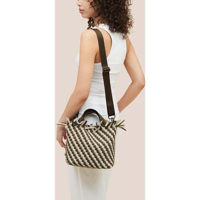 Women's Havana Striped Small Hand-Woven Tote Bag, Carrara - Bags - 5