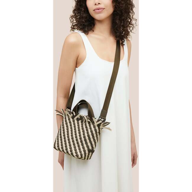 Women's Havana Striped Petit Hand-Woven Tote Bag, Carrara - Bags - 5