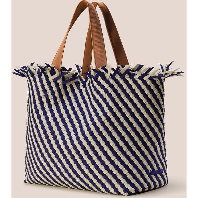 Women's Havana Striped Large Hand-Woven Tote Bag, Venice - Bags - 4