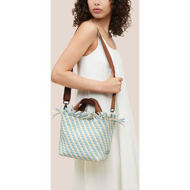 Women's Havana Striped Small Hand-Woven Tote Bag, Sky - Bags - 6