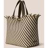 Women's Havana Striped Large Hand-Woven Tote Bag, Carrara - Bags - 4