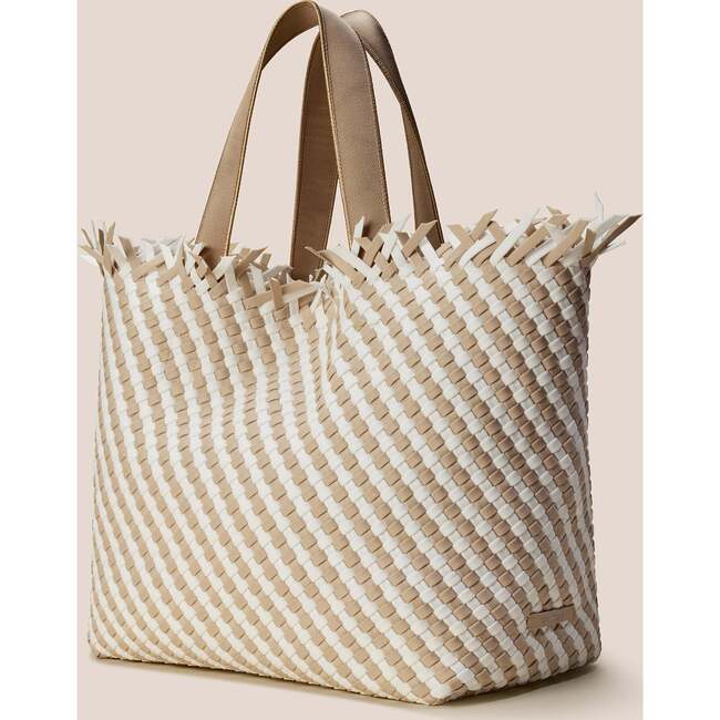 Women's Havana Striped Large Hand-Woven Tote Bag, Almaza - Bags - 4