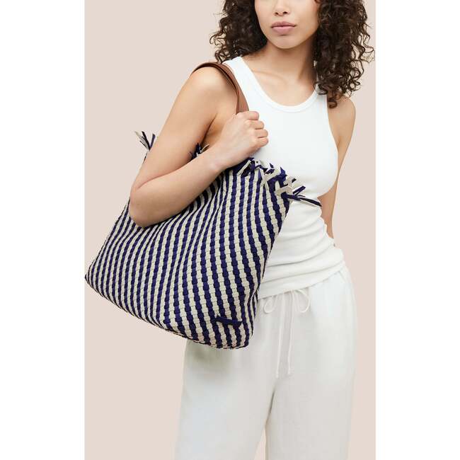 Women's Havana Striped Large Hand-Woven Tote Bag, Venice - Bags - 5