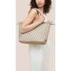 Women's Havana Striped Medium Hand-Woven Tote Bag, Almaza - Bags - 5