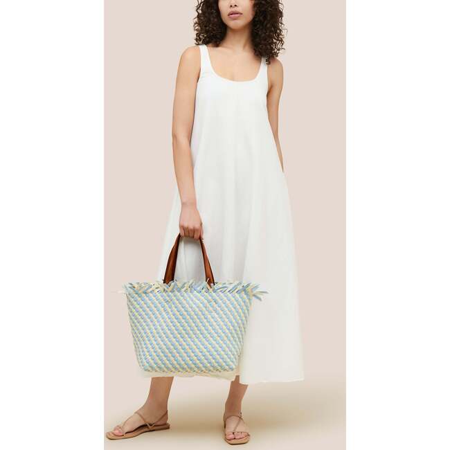 Women's Havana Striped Medium Hand-Woven Tote Bag, Sky - Bags - 6