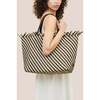 Women's Havana Striped Large Hand-Woven Tote Bag, Carrara - Bags - 5