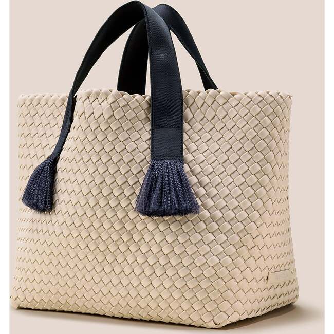 Women's Tulum Solid Medium Hand-Woven Tote Bag, Moon - Bags - 4