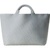 Women's St. Barths Solid Large Classic Hand-Woven Tote Bag, Glacier - Bags - 1 - thumbnail