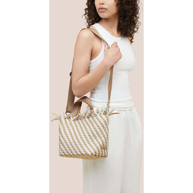 Women's Havana Striped Small Hand-Woven Tote Bag, Almaza - Bags - 5