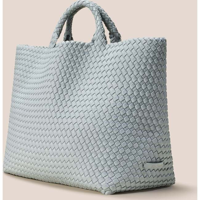 Women's St. Barths Solid Large Classic Hand-Woven Tote Bag, Glacier - Bags - 4