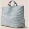 Women's St. Barths Solid Large Classic Hand-Woven Tote Bag, Glacier - Bags - 4