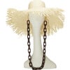 Women's Valentina Raffia Wide-Brim Frayed Edge Sunhat, Ivory - Hats - 1 - thumbnail