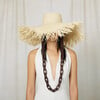 Women's Valentina Raffia Wide-Brim Frayed Edge Sunhat, Ivory - Hats - 3