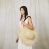 Women's Valentina Raffia Wide-Brim Frayed Edge Sunhat, Ivory - Hats - 5