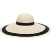 Women's Sunny UPF 30 Striped Toyo Wide-Brim Sunhat, Ivory & Black - Hats - 1 - thumbnail