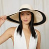 Women's Sunny UPF 30 Striped Toyo Wide-Brim Sunhat, Ivory & Black - Hats - 2