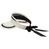 Women's Ricky Striped Hemp Grosgrain Tie Visor, Ivory & Black - Hats - 1 - thumbnail