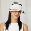 Women's Ricky Striped Hemp Grosgrain Tie Visor, Ivory & Black - Hats - 2