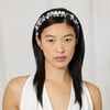 Women's Rafaela Floral Print Ruffle Satin Ribbon Headband, White & Black - Headbands - 2