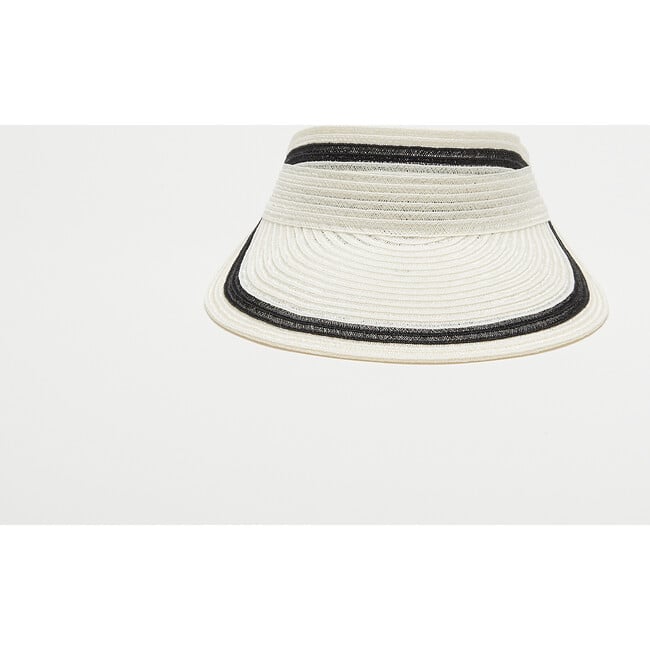 Women's Ricky Striped Hemp Grosgrain Tie Visor, Ivory & Black - Hats - 3