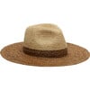 Women's Emmanuelle Raffia Wide-Brim Fedora, Natural & Chocolate - Hats - 1 - thumbnail