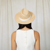 Women's Lillian Textured Ribbon Band Bao Fedora, Natural & Ivory - Hats - 3