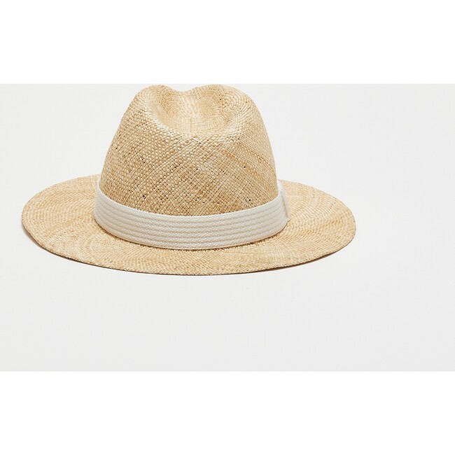 Women's Lillian Textured Ribbon Band Bao Fedora, Natural & Ivory - Hats - 5