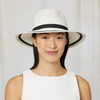 Women's Courtney Striped Hemp Fedora, Ivory & Black - Hats - 2