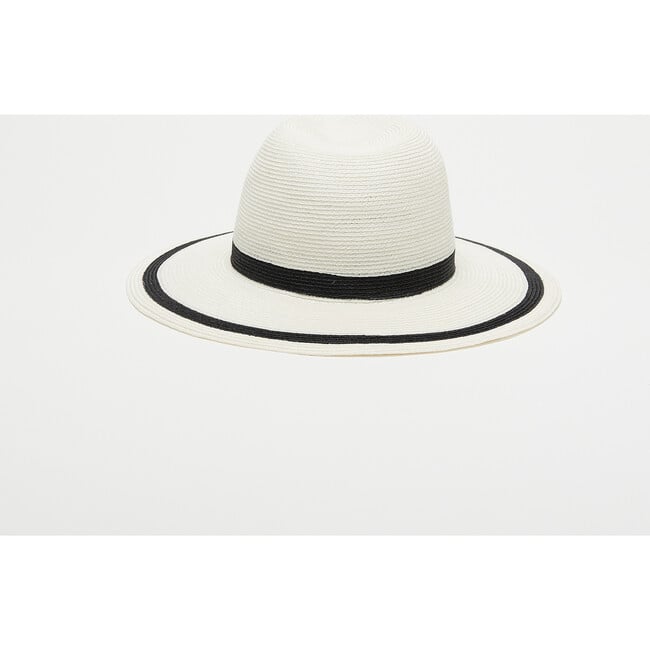 Women's Courtney Striped Hemp Fedora, Ivory & Black - Hats - 4