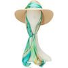 Women's Cassidy UPF 25+ Satin Scarf Wide-Brim Fedora, Sand & Green - Hats - 1 - thumbnail