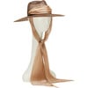 Women's Cassidy Metallic Organza Scarf Wide-Brim Horsehair Fedora, Chocolate - Hats - 2