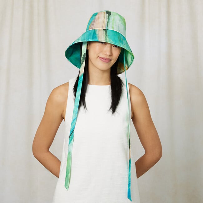 Women's Ally UPF 50+ Print Satin Scarf Bucket Hat, Green - Hats - 3