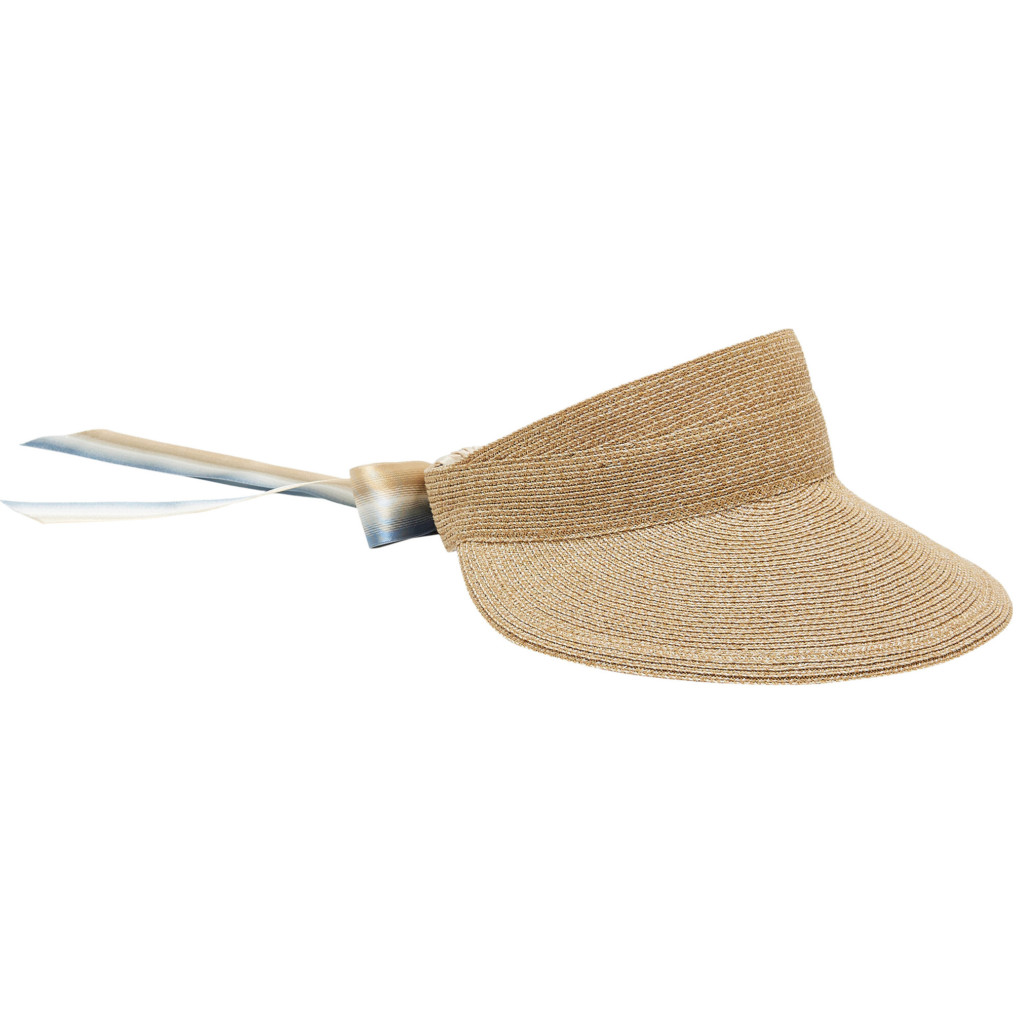 Women's Ricky UPF 25+ Ombre Ribbon Tie Visor, Sand & Blue - Hats - 1