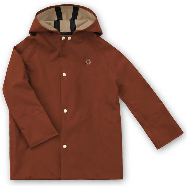 Midi Raglan Sleeve Deep Pocket Rain Coat, Sumac