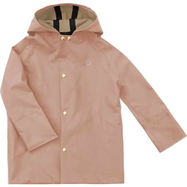 Midi Raglan Sleeve Deep Pocket Rain Coat, Beach Rose