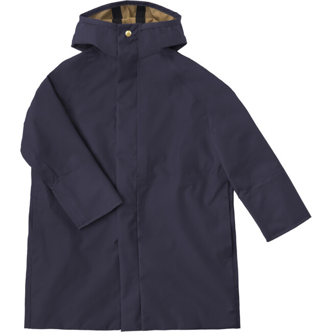 Mackintosh High Neck Long A-Line Rain Coat, False Indigo