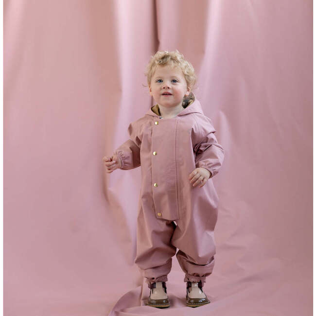 Hooded Ankle Onesie Rainsuit, Crabapple - Onesies - 2